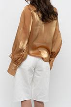 Load image into Gallery viewer, Vintage x Made in Italy x JOLEEN Gold Flowy Blouse (XS-M)