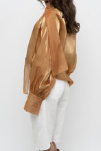 Load image into Gallery viewer, Vintage x Made in Italy x JOLEEN Gold Flowy Blouse (XS-M)