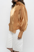 Load image into Gallery viewer, Vintage x Made in Italy x JOLEEN Gold Flowy Blouse (XS-M)