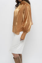 Load image into Gallery viewer, Vintage x Made in Italy x JOLEEN Gold Flowy Blouse (XS-M)