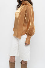 Load image into Gallery viewer, Vintage x Made in Italy x JOLEEN Gold Flowy Blouse (XS-M)