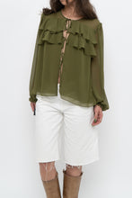 Load image into Gallery viewer, WILFRED x Chartreuse Front-tie Blouse (XS-M)