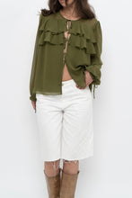 Load image into Gallery viewer, WILFRED x Chartreuse Front-tie Blouse (XS-M)