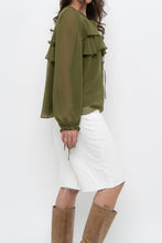 Load image into Gallery viewer, WILFRED x Chartreuse Front-tie Blouse (XS-M)