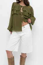 Load image into Gallery viewer, WILFRED x Chartreuse Front-tie Blouse (XS-M)