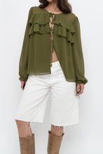 Load image into Gallery viewer, WILFRED x Chartreuse Front-tie Blouse (XS-M)