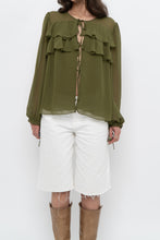Load image into Gallery viewer, WILFRED x Chartreuse Front-tie Blouse (XS-M)