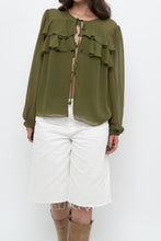 Load image into Gallery viewer, WILFRED x Chartreuse Front-tie Blouse (XS-M)