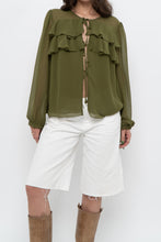 Load image into Gallery viewer, WILFRED x Chartreuse Front-tie Blouse (XS-M)