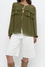 Load image into Gallery viewer, WILFRED x Chartreuse Front-tie Blouse (XS-M)