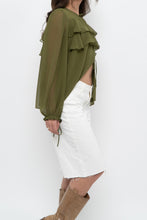 Load image into Gallery viewer, WILFRED x Chartreuse Front-tie Blouse (XS-M)