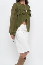 Load image into Gallery viewer, WILFRED x Chartreuse Front-tie Blouse (XS-M)