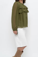 Load image into Gallery viewer, WILFRED x Chartreuse Front-tie Blouse (XS-M)