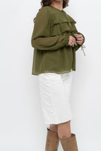 Load image into Gallery viewer, WILFRED x Chartreuse Front-tie Blouse (XS-M)