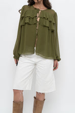 Load image into Gallery viewer, WILFRED x Chartreuse Front-tie Blouse (XS-M)