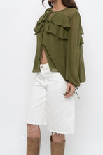 Load image into Gallery viewer, WILFRED x Chartreuse Front-tie Blouse (XS-M)