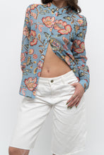 Load image into Gallery viewer, SEZANE x Deadstock Blue Floral Cotton, Silk Buttonup (XS, S)