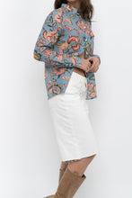 Load image into Gallery viewer, SEZANE x Deadstock Blue Floral Cotton, Silk Buttonup (XS, S)
