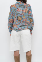 Load image into Gallery viewer, SEZANE x Deadstock Blue Floral Cotton, Silk Buttonup (XS, S)
