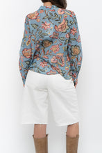 Load image into Gallery viewer, SEZANE x Deadstock Blue Floral Cotton, Silk Buttonup (XS, S)