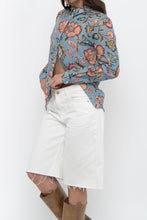 Load image into Gallery viewer, SEZANE x Deadstock Blue Floral Cotton, Silk Buttonup (XS, S)