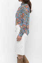 Load image into Gallery viewer, SEZANE x Deadstock Blue Floral Cotton, Silk Buttonup (XS, S)