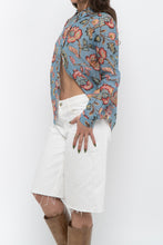 Load image into Gallery viewer, SEZANE x Deadstock Blue Floral Cotton, Silk Buttonup (XS, S)