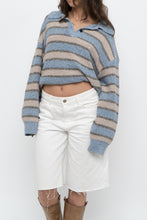 Load image into Gallery viewer, Modern x Blue, Beige Striped Knit Collared Sweater (XS-XL)
