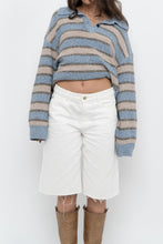 Load image into Gallery viewer, Modern x Blue, Beige Striped Knit Collared Sweater (XS-XL)