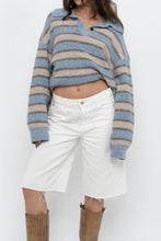 Load image into Gallery viewer, Modern x Blue, Beige Striped Knit Collared Sweater (XS-XL)