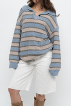 Load image into Gallery viewer, Modern x Blue, Beige Striped Knit Collared Sweater (XS-XL)