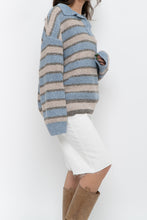 Load image into Gallery viewer, Modern x Blue, Beige Striped Knit Collared Sweater (XS-XL)