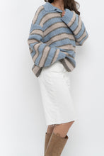 Load image into Gallery viewer, Modern x Blue, Beige Striped Knit Collared Sweater (XS-XL)