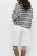 Load image into Gallery viewer, Modern x Blue, Beige Striped Knit Collared Sweater (XS-XL)
