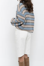 Load image into Gallery viewer, Modern x Blue, Beige Striped Knit Collared Sweater (XS-XL)