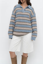 Load image into Gallery viewer, Modern x Blue, Beige Striped Knit Collared Sweater (XS-XL)