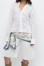 Load image into Gallery viewer, Vintage x Made in Canada x FRANCO MIRABELLI White Linen Fitted Blouse (S)