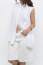 Load image into Gallery viewer, Vintage x White Tiered Linen Sleeveless Buttonup (S, M)