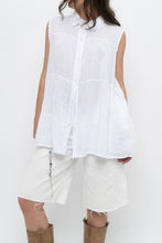 Load image into Gallery viewer, Vintage x White Tiered Linen Sleeveless Buttonup (S, M)