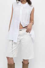 Load image into Gallery viewer, Vintage x White Tiered Linen Sleeveless Buttonup (S, M)