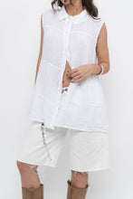 Load image into Gallery viewer, Vintage x White Tiered Linen Sleeveless Buttonup (S, M)
