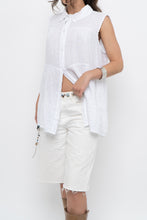 Load image into Gallery viewer, Vintage x White Tiered Linen Sleeveless Buttonup (S, M)