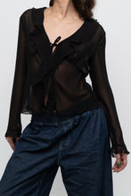 Load image into Gallery viewer, WILFRED x Black Front-Tie Sheer Crop (XS-M)