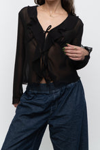 Load image into Gallery viewer, WILFRED x Black Front-Tie Sheer Crop (XS-M)