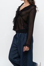 Load image into Gallery viewer, WILFRED x Black Front-Tie Sheer Crop (XS-M)
