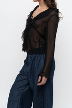 Load image into Gallery viewer, WILFRED x Black Front-Tie Sheer Crop (XS-M)