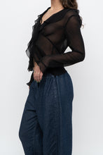 Load image into Gallery viewer, WILFRED x Black Front-Tie Sheer Crop (XS-M)