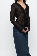 Load image into Gallery viewer, WILFRED x Black Front-Tie Sheer Crop (XS-M)