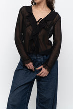 Load image into Gallery viewer, WILFRED x Black Front-Tie Sheer Crop (XS-M)