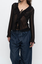 Load image into Gallery viewer, WILFRED x Black Front-Tie Sheer Crop (XS-M)